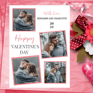 Simple Elegant Love valentine's day couple 5 photo Holiday Card