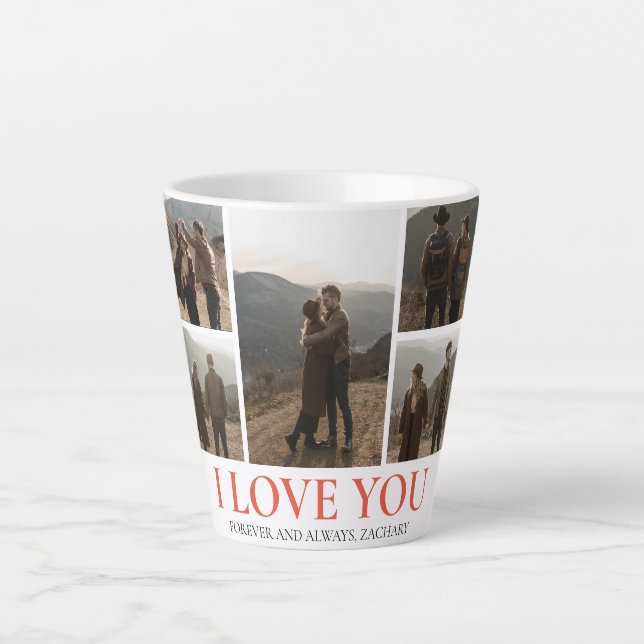 Simple Elegant Love valentine's day couple 5 photo Latte Mug (Front)