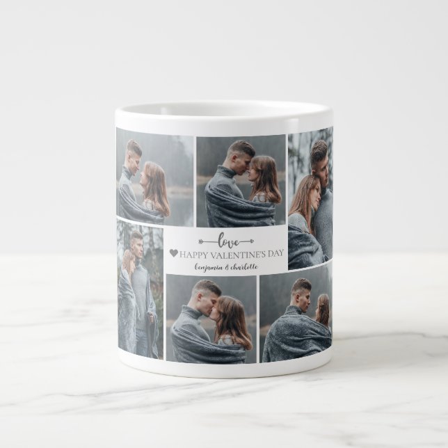 Simple Elegant Love valentine's day couple photo Giant Coffee Mug (Front)