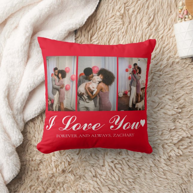 Simple Elegant Love valentines day couple photo Throw Pillow (Blanket)