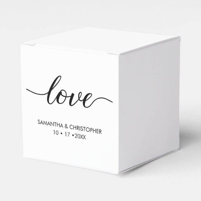 Simple & Elegant Love Wedding Personalized Favor Boxes (Front Side)