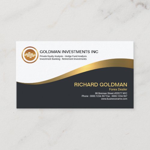 Simple Elegant Luminescent Gold Wave Forex Trader Business Card