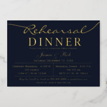 Simple Elegant Luxe Navy Gold Rehearsal Dinner  Foil Invitation