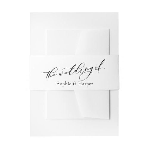 Simple Elegant Luxury Calligraphy The Wedding Of Invitation Belly Band