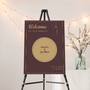 Simple Elegant Luxury Prurple Gold Welcome Sign