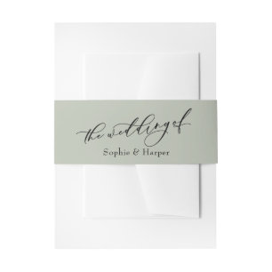 Simple Elegant Luxury Script Sage The Wedding Of Invitation Belly Band