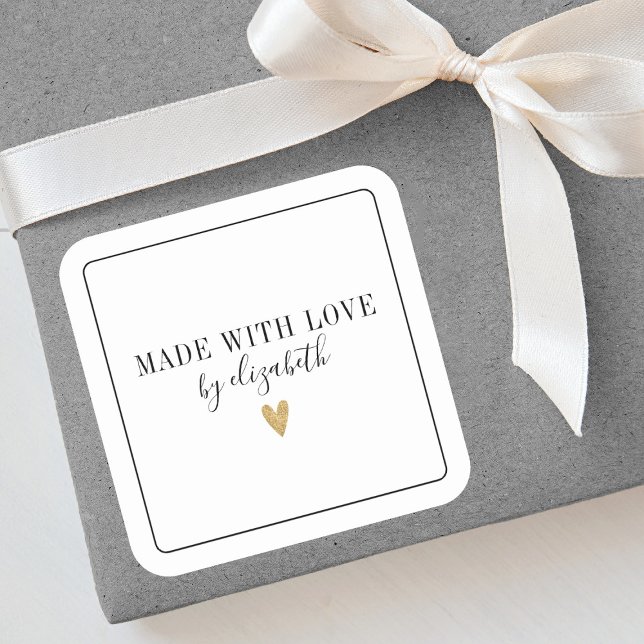 Simple Elegant Made With Love Label (An elegant made with love sticker for decorating your homemade and handmade gifts.)
