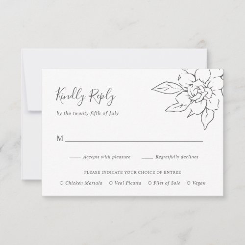 Simple Elegant Magnolia Floral Wedding RSVP Card