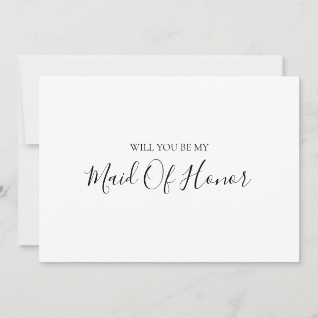 Simple Elegant Maid Of Honor Proposal Card (Front)