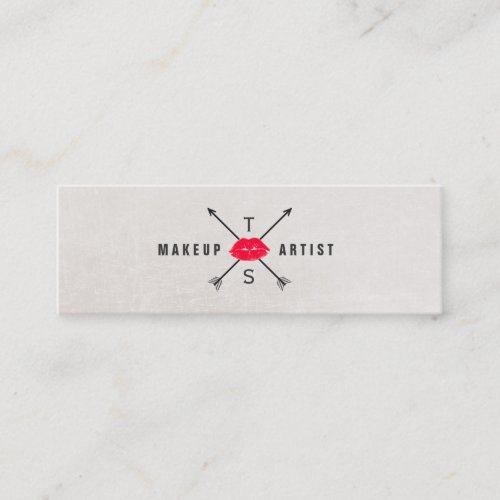 Simple Elegant Makeup Artist Red Kissing Lips Mini Business Card