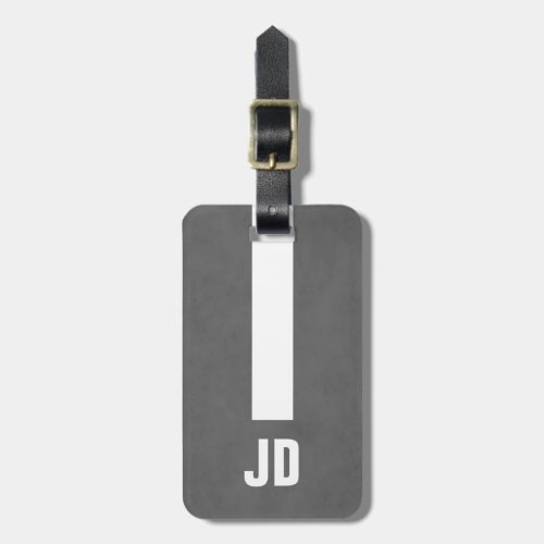 Simple Elegant Manly Texture Grey White Monogram Luggage Tag