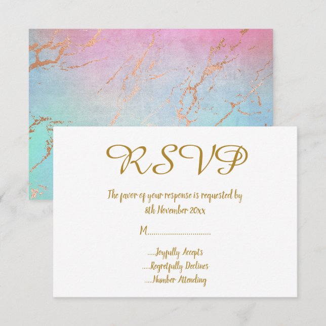 Simple Elegant Marble Gold All Occassion RSVP Invitation (Front/Back)