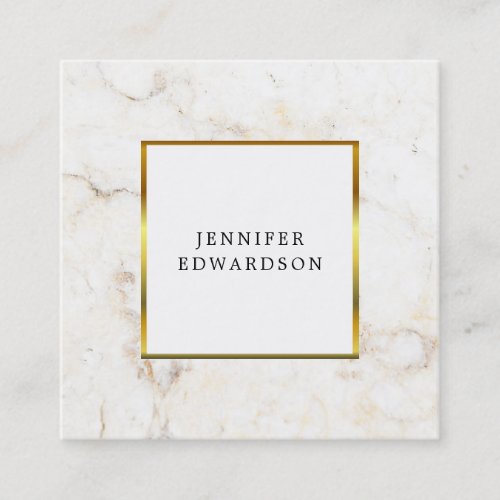 Simple elegant marble gold frame professional square business card