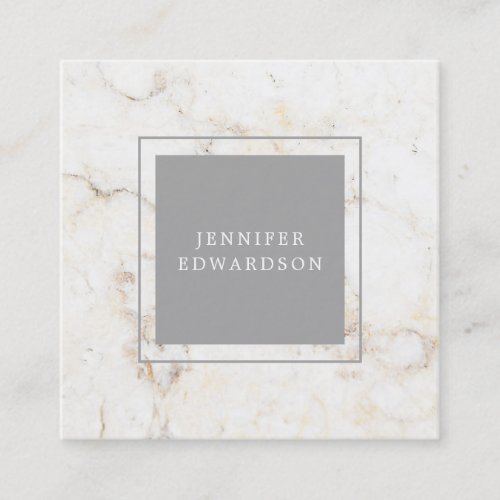 Simple elegant marble gray frame professional square business card