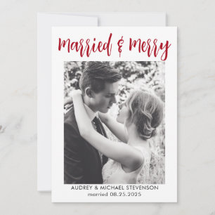 Simple Elegant Married and Merry Photo Holiday Card