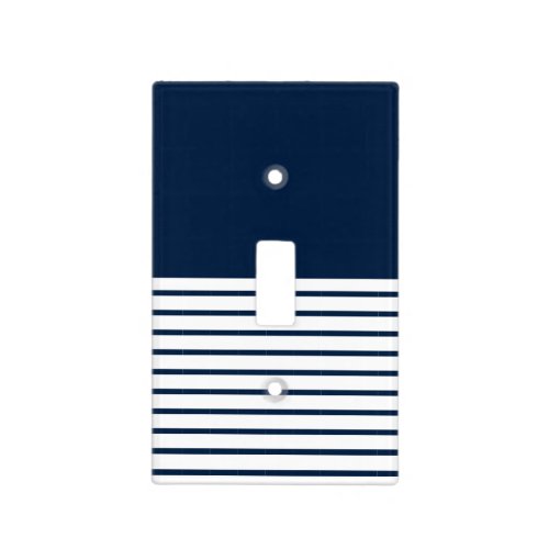 Simple Elegant Matching Blue and White Stripes Light Switch Cover