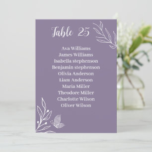 Simple elegant mauve floral seating chart card