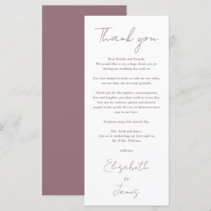 Simple Elegant Mauve Wedding Thank You Place Card