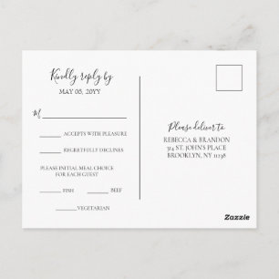 Simple Elegant Meal Choice RSVP Wedding Postcard