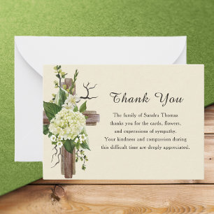 Simple Elegant Memorial Bereavement Floral Cross Note Card