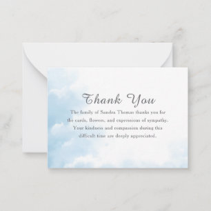 Simple Elegant Memorial Bereavement Heavenly Cloud Note Card