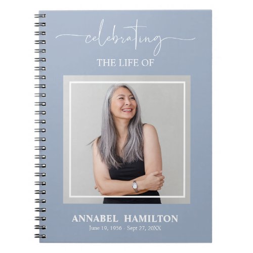 Simple Elegant Memorial Funeral Photo Guest Book