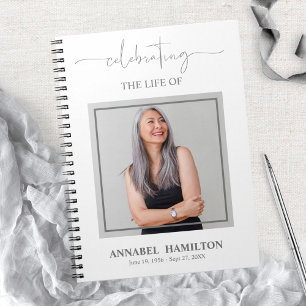 Simple Elegant Memorial Funeral Photo Guest Book