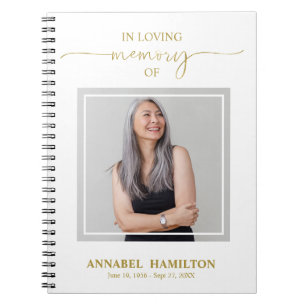 Simple Elegant Memorial Funeral Photo Guest Book