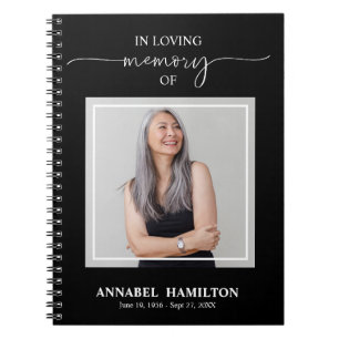 Simple Elegant Memorial Funeral Photo Guest Book