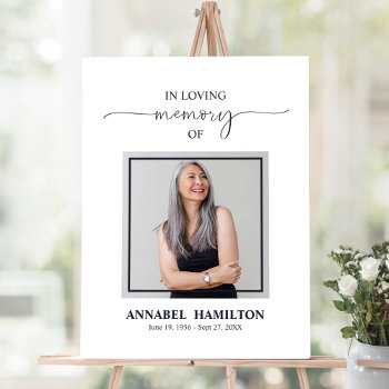 Simple Elegant Memorial Funeral Photo Welcome Sign by StampsbyMargherita at Zazzle