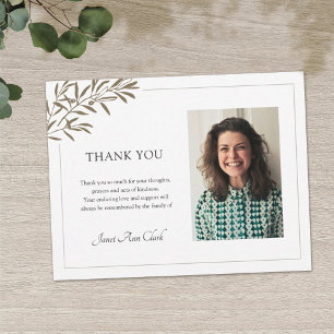 Simple Elegant Memorial Photo Funeral Sympathy Thank You Card