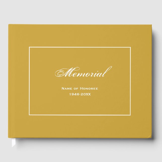Simple, Elegant Memorial Service Gold Guest Book (Front)