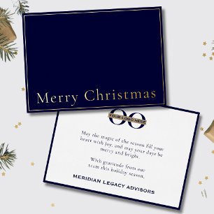 Simple Elegant Merry Christmas Custom Logo Foil Holiday Card
