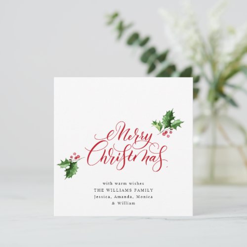 Simple Elegant Merry Christmas Greeting Holiday Card