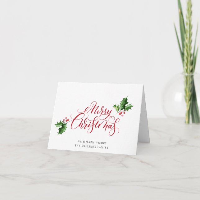 Simple Elegant Merry Christmas Greeting Holiday Card (Front)