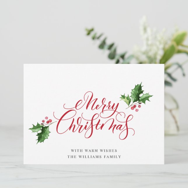 Simple Elegant Merry Christmas Greeting Holiday Card (Standing Front)