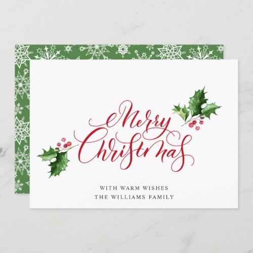 Simple Elegant Merry Christmas Greeting Holiday Card