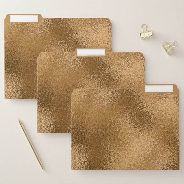 Simple Elegant Metallic Bronze Chic Trendy File Folder (Set)