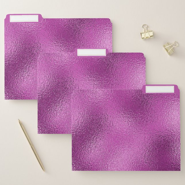 Simple Elegant Metallic Purple Chic Trendy File Folder (Set)