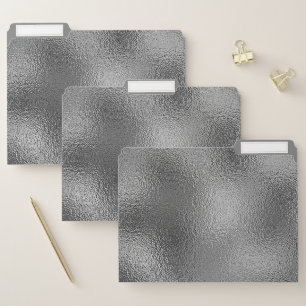 Simple Elegant Metallic Silver Gray Chic Trendy File Folder