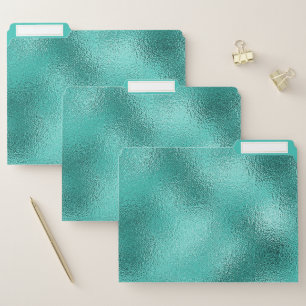 Simple Elegant Metallic Teal Chic Trendy File Folder
