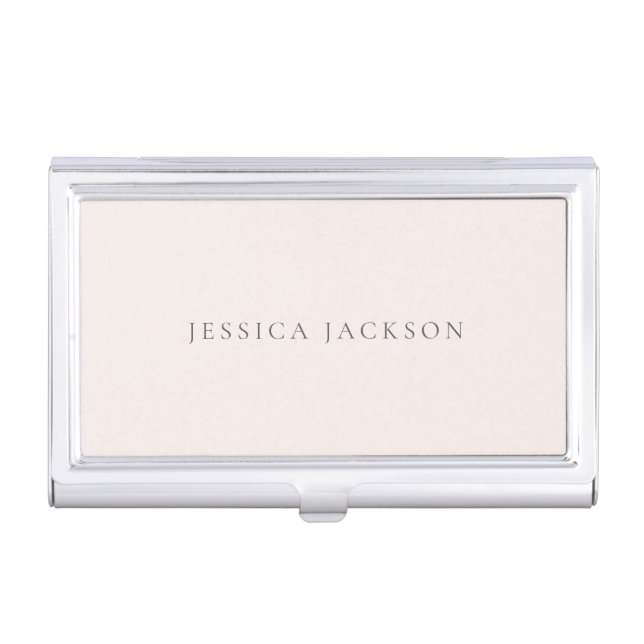 Simple elegant milk pink solid  business card case (Front)