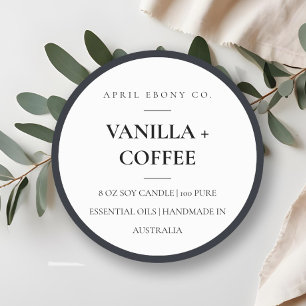 Simple Elegant Minimal Black & White Candle Label