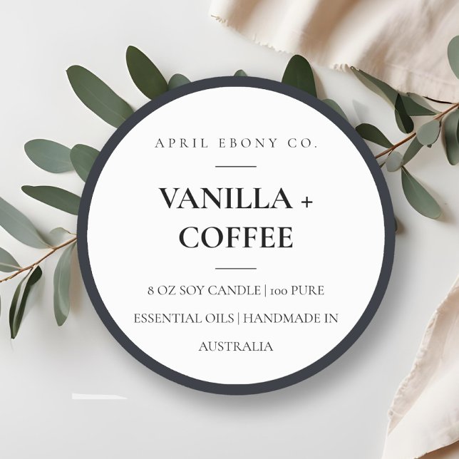 Simple Elegant Minimal Black & White Candle Label (Creator Uploaded)