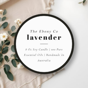 Simple Elegant Minimal Black & White Candle Label