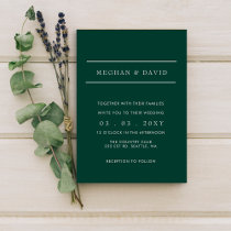 Simple Elegant Minimal Emerald Green Wedding  Invitation