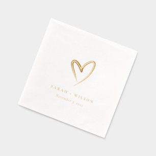 Simple Elegant Minimal Heart Custom Wedding Foil Napkins