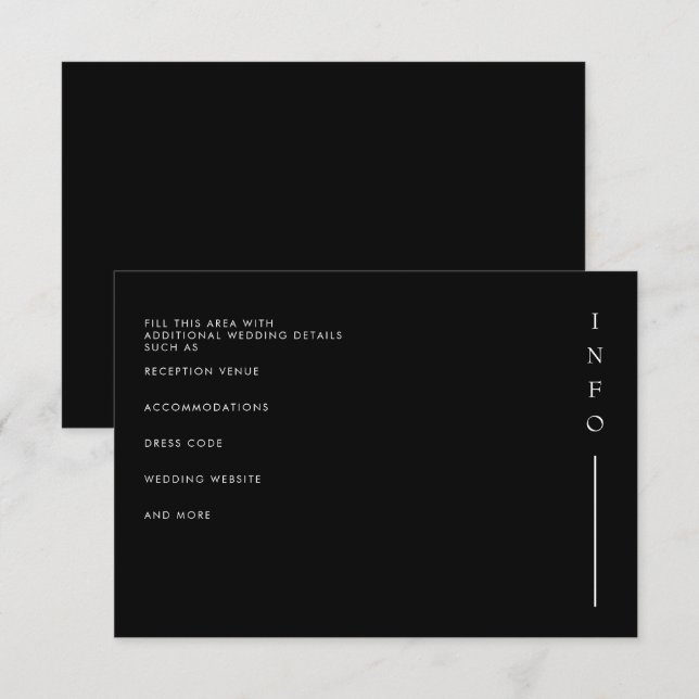  Simple Elegant Minimal Modern Black Wedding  Enclosure Card (Front/Back)