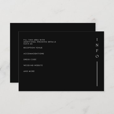 Simple Elegant Minimal Modern Black Wedding  Enclosure Card