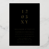 Simple Elegant Minimal Modern Black Wedding Foil Invitation
